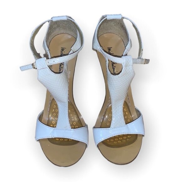 WHITE stiletto heels open toes ankle straps sandals size US 7 - Picture 9 of 11